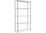 Schulte Lagertechnik Fachbodenregal Stecksystem MultiPlus250, Grundregal, 5 Fachböden, Kreuzstrebe, B 1000 x T 300 x H 2000 mm, Lichtgrau RAL 7035