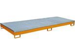 Bauer Regalwanne RW-GR 3300-1 PE, mit Gitterrost und PE-Einsatz, B 3262 x T 1312 x H 195 mm, bis 240 l, Stahl lackiert, gelborange