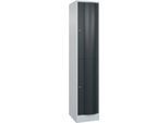 C+P Garderobenspind Resisto, 1 Abteil, 2 Fächer, B 396 x T 540 x H 1950 mm, Lichtgrau/Anthrazitgrau