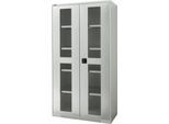 Schäfer Shop Genius Sichttürschrank FS, 5 OH, abschließbar, 4 Fachböden, bis 450 kg, B 1055 mm, Stahl, lichtgrau RAL 7035/lichtgrau RAL 7035