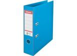 Ordner Esselte® No. 1, A4, Rückenbreite 75 mm, für ca. 500 Blatt, Hebelmechanik, Rückenschild, Griffloch & Raumsparschlitze, FSC®-Karton, hellblau