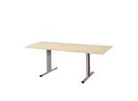 Schäfer Shop Select Besprechungstisch Planova Basic, Rechteck, T-Fuß, B 1800 x T 800 x H 717 mm, Ahorn/weißaluminium RAL 9006