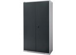 Schäfer Shop Genius Flügeltürschrank FS, Stahl, mit Belüftungslöchern, B 1055 x T 420 x H 1950 mm, 5 OH, weißaluminium/anthrazitgrau, bis 450 kg