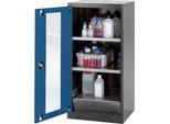 Chemikalienschrank Asecos CS-CLASSIC-G, Flügeltür und Glasausschnitt, 2 Böden, H 1105 mm, enzianblau