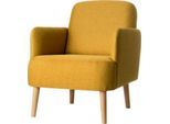 meet by Paperflow Sessel Brooks, Massivholz, Retro-Design, gepolstert, Stoffbezug, safran