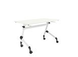 Klappbarer Schreibtisch, mit 4 feststellbaren Rollen, Rechteck, Rundrohr, B 1200 x T 600 x H 720 mm, weiß/weiß