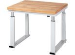 Arbeitstisch Serie adlatus 600, 1000 x 900 x 740-1140 mm, Buche-Massiv-Platte