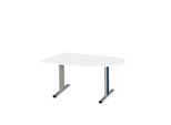 Schäfer Shop Select Besprechungstisch Planova Basic, Halbkreis, T-Fuß, B 1400 x T 1000 x H 717 mm, weiß/weißaluminium RAL 9006