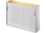 Schäfer Shop Genius Schiebetürenschrank TETRIS SOLID, 3 OH, Mitteltrennwand, B 1600 x T 413 x H 1170 mm, Ahorn/weißalu