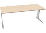 Schäfer Shop Pure Schreibtisch PLANOVA BASIC, Rechteck, C-Fuß, B 1800 x T 800 x H 717 mm, Ahorn/weiß + Kabelkanal