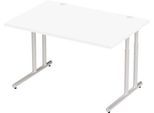 Schäfer Shop Select Schreibtisch COMBITEC, Rechteck, C-Fuß, B 1200 x T 800 x H 677-817 mm, weiß/weißaluminium
