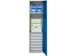 Schäfer Shop Genius Materialschrank FS, 5 OH, abschließbar, 2 Fachböden/6 Schübe, bis 250 kg, B 545 x T 520 x H 1950 mm, Stahl, lichtgrau/enzianblau