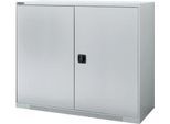 Schäfer Shop Genius Flügeltürenschrank FS, Stahl, mit Belüftungslöchern, B 1343 x T 520 x H 1105 mm, 3 OH, Weißalu/Weißalu, bis 450 kg