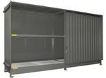 Regalcontainer Bauer Typ CEN 59-2 IBC, 2 Fachebenen, Schiebetor, 2000 l, B 6255 x T 1550 x H 3450 mm, mausgrau RAL 7005