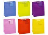 Geschenktüte „Trendfarben“, Format A5, mit Tragekordel & Beschriftungsschild, B 180 x T 100 x H 230 mm, PP-Folie, 12 Stück farbsortiert