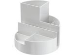 Stifteköcher MAUL MAULrundbox eco, 6 Fächer inkl. Zettel- & Brieffach, Ø 140 x H 125 mm, 90 % Recycling-Kunststoff, weiß