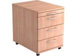 Rollcontainer TARA, 3 Schübe, Utensilienauszug, B 428 x T 580 x H 590 mm, Nussbaum-Dekor