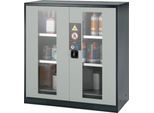 Chemikalienschrank Asecos CS-CLASSIC-G, Flügeltür m. Glasauschnitt, 2 Böden, 1055x520x1105 mm, lichtgrau