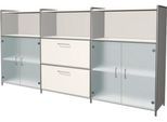 Highboard Toledo, 2 Schübe, 3 Fächer, 3 OH, Glastüren, B 2360 x T 380 mm, weiß