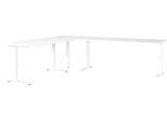Eckschreibtisch Porto, mechanisch höheneinstellbar, C-Fuß, inkl. Ansatztisch mit Stützfuß, B 1400/1800 x T 2200 x H 680-910 mm, weiß/weiß