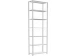 Schulte Lagertechnik Fachbodenregal Stecksystem MultiPlus250, Grundregal, 7 Fachböden, Kreuzstrebe, B 1000 x T 400 x H 3000 mm, Lichtgrau RAL 7035