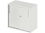 Schäfer Shop Select Anstell-/Aufsatz-Schiebetürenschrank Start Off, in Tischhöhe, abschließbar, B 800 x T 420 x H 726 mm, lichtgrau/lichtgrau