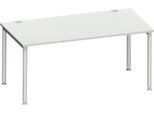 Schäfer Shop Genius Schreibtisch MODENA FLEX, 4-Fuß-Rundrohr, B 1600 x T 800 mm, lichtgrau/weißalu