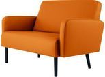 Zweisitzer Sofa meet by Paperflow LISBOA, desinfektionsmittelbeständiger Kunstlederbezug orange, Fußgestell schwarz, B 1240 x T 815 x H 830 mm
