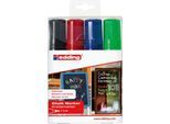 Kreidemarker edding 4090 4-15mm, 1xschwarz, 1xrot, 1xblau, 1xgrün