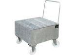 Stahl-Auffangwanne mit Rollen+Griff, 800 x 800 mm, verzinkt