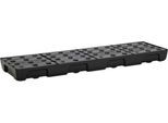 Auffangwanne für Kleingebinde CEMO 13/4, Volumen 28 l, für Regalfachmaß 1300 x 400 mm, mit Gitterrost, mit Zulassung, stapelbar, Polyethylen, schwarz