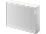 Schäfer Shop Genius Querrollladenschrank TETRIS SOLID, 3 OH, B 1600 mm, inkl. 19 mm Abdeckplatte, weiß/weißalu