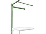 Aufbauportal m. Ausleger, Ansatztisch STANDARD Arbeitstisch/Werkbank UNIVERSAL/PROFI, 1250 mm, resedagrün