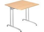 Schreibtisch TARA, C-Fuß, Rechteck, B 800 x T 800 x H 720 mm, Ahorn-Dekor
