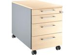 Schäfer Shop Select Rollcontainer 1233, mit Griff eckig, weißalu/weißalu/Ahorn-Dekor