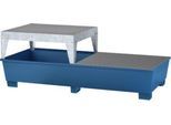 IBC-Station ASECOS, Stahl, mit Gitterrost, Abfüllblock u. Staplerschuhen, 1000 l Auffangvolumen, B 2680 x T 1300 x H 950 mm, lackiert