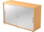 Schiebetürenschrank JENA, 2 OH, Front silber, B 1200 x T 400 x H 748 mm, Buche-Dekor