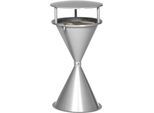 Standascher mit Dach und Bodenronde, Kunststoff, silber