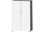 Schäfer Shop Select Schrank SET UP, 4 OH, abschließbar, B 800 x T 420 x H 1514 mm, graphit/weiß