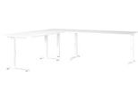 Eckschreibtisch Porto, mechanisch höheneinstellbar, C-Fuß, inkl. Ansatztisch mit Stützfuß, B 1200/1800 x T 2200 x H 680-910 mm, weiß/weiß