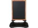 Update Display Kreidetafel WindPro WOOD, beidseitig beschriftbar, Kunststoff-Fuß, Laufrollen, magnethaftend, Kiefer, 460 x 680 mm