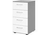Schubladenschrank Breno, 4 Schübe, Metallgriffe, B 400 x T 420 x H 748 mm, graphit/weiß