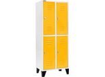 Schäfer Shop Select Kleiderspind mit 2 x 2 Abteilen, 400 mm, mit Füßen, Drehriegelverschluss, Tür rapsgelb