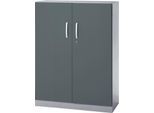 Büroschrank, 3OH, abschließbar, mit aufliegenden Türen, B 950 mm, Basaltgrau/Weißalu