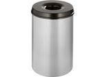Abfallsammler, für den Innenbereich, Volumen, 30 l, selbstlöschender Deckel, Ø 335 x H 470 mm, Stahl pulverbeschichtet, alufarbig/schwarz
