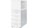Schäfer Shop Genius Standcontainer mit Aufsatzregal, abschließbar, eckiger Griff, weiß
