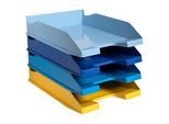 Briefablage Set Exacompta BEE BLUE Combo-Midi, 4-teilig, für Format A4+, stapelbar, Etikettenhalter, Blauer Engel, Polystyrol, mehrfarbig