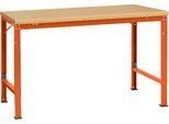 Manuflex Grundtisch UNIVERSAL Spezial, 1500 x 1000 mm, Multiplex natur, rotorange
