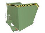 Bauer Kippbehälter GU-E 2000, mit Siebblech & Ablasshahn, öl-/wasserdicht, staplertauglich, B 1680 x T 1640 x H 1090 mm, resedagrün RAL 6011