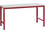 Manuflex Grundtisch UNIVERSAL Spezial, 1750 x 1000 mm, Kunststoff lichtgrau, rubinrot